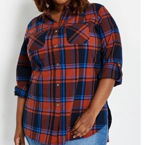 Plaid button down top size 20